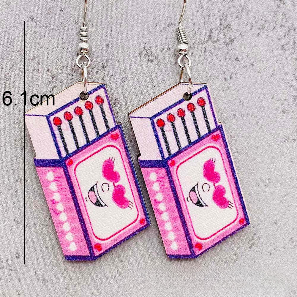 Wholesale Wooden Frog Prince Ballet Girl Pendant Earrings